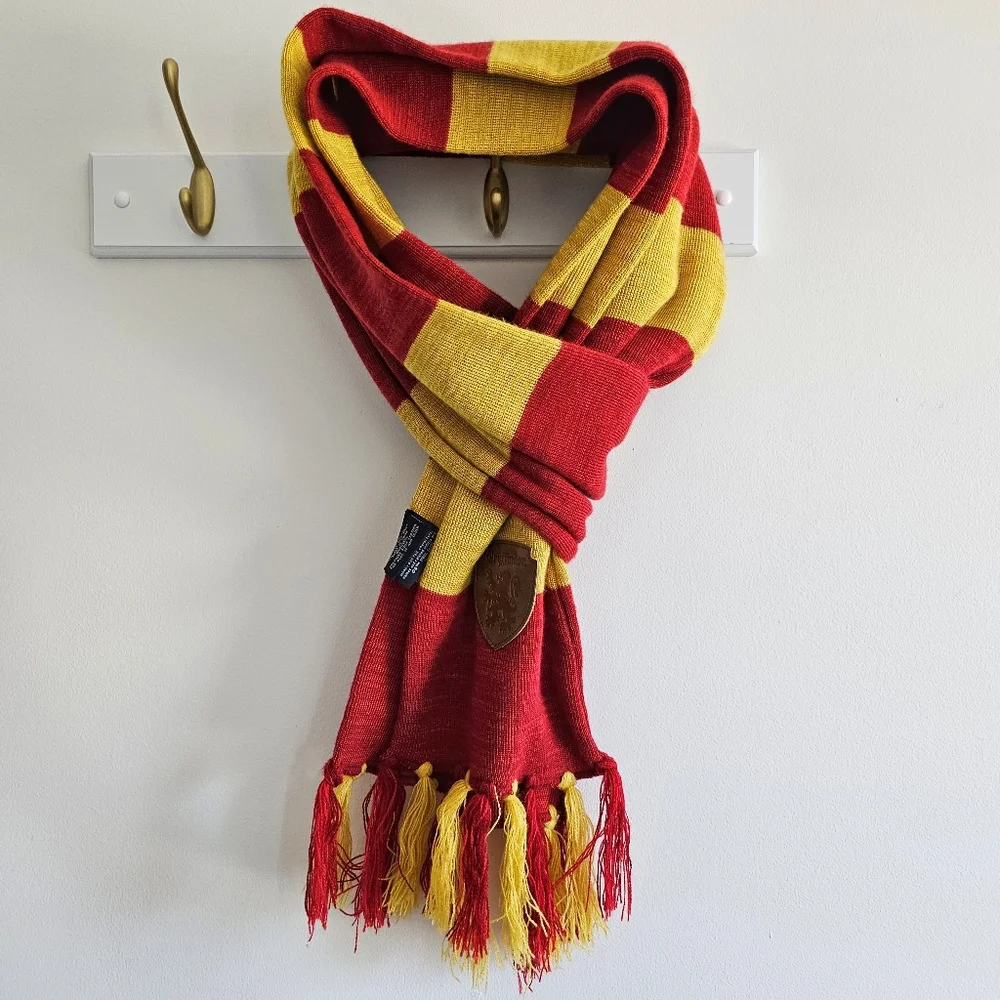 Harry Potter Gryffindor Striped Red Yellow Knit Neck Scarf  84” Fringe